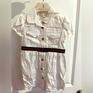 Gucci baby 12-18 months web white dress Authentic. Never worn!
